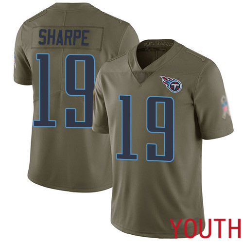 Tennessee Titans Limited Olive Youth Tajae Sharpe Jersey NFL Football #19 2017 Salute to Service